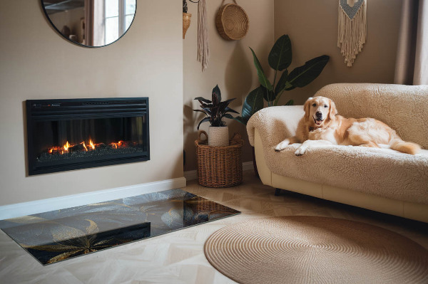 Podkładka pod kominek Szykowne liście w wzorze