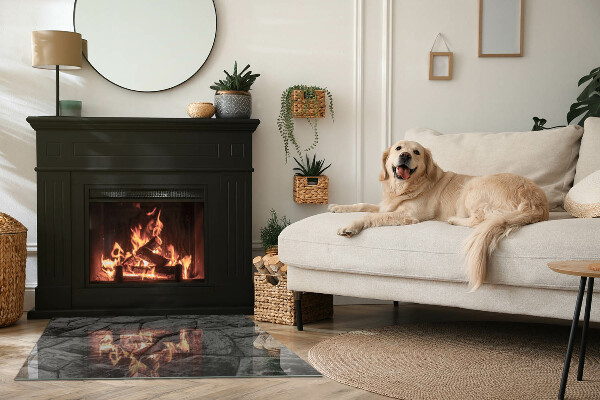 Szyba hartowana pod kominek Naturalny motyw kamienia