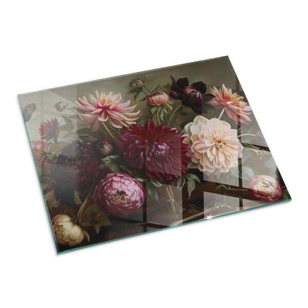 Szyba hartowana pod kominek Szczegóły kolorowych kwiatów