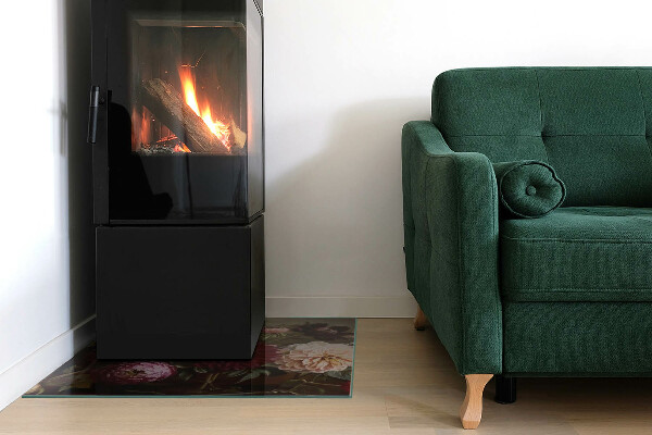 Szyba hartowana pod kominek Szczegóły kolorowych kwiatów