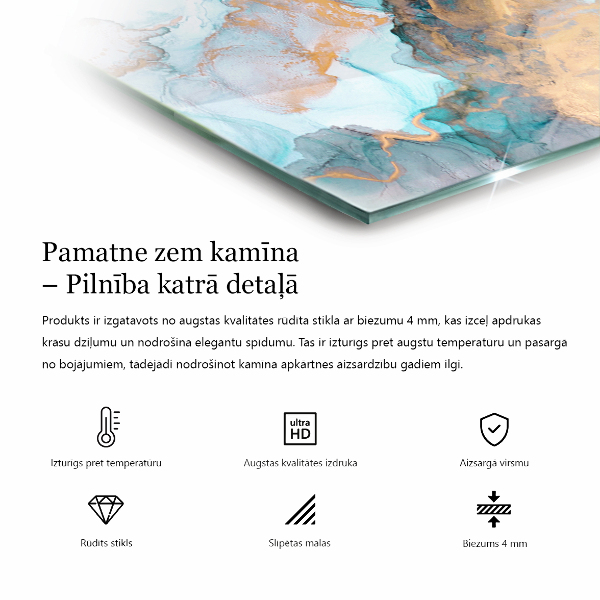 Szyba hartowana pod kominek Kolor Różowy