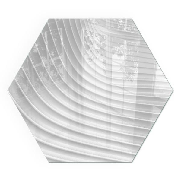 Sześciokątne szkło pod kominek Fale subtelnych kształtów