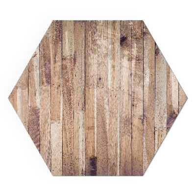 Sześciokątne szkło pod kominek Drewniany wzór w geometrycznym układzie