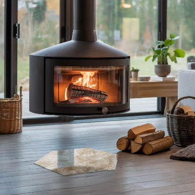 Sześciokątna szyba pod kominek Wzory delikatnych liści