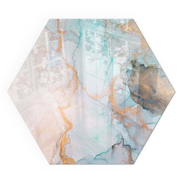 Sześciokątne szkło hartowane pod kominek Płynny motyw abstrakcyjny