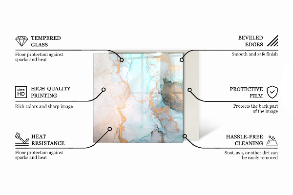 Sześciokątna szyba pod kominek Abstrakcyjny motyw marmurowy