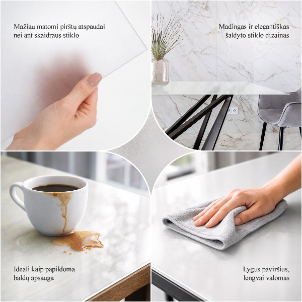 Blat do stolika kwadratowy Efekt mrożonego szkła