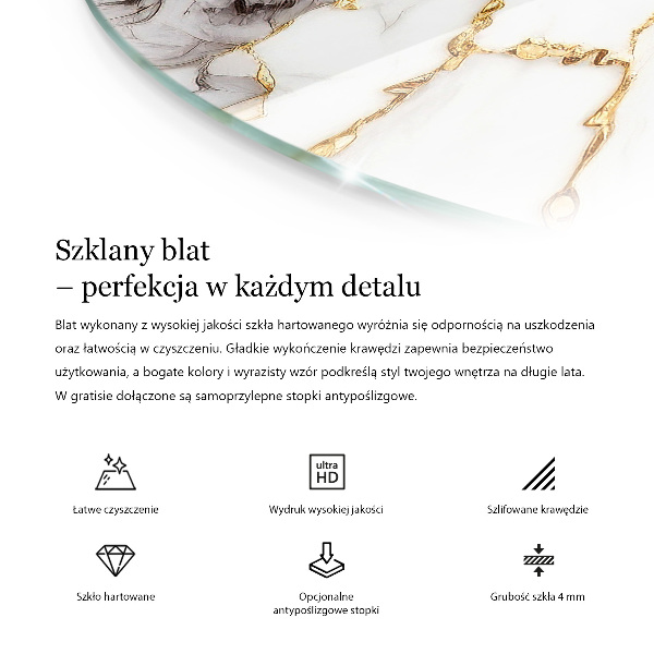 Blat okrągły Elegancki marmur z żyłkami