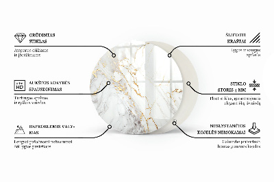 Blat okrągły Elegancki marmur z żyłkami