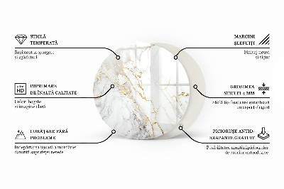 Blat okrągły Elegancki marmur z żyłkami