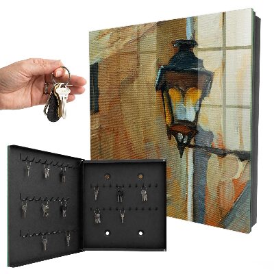 Ozdobna szafka na klucze Lampa retro