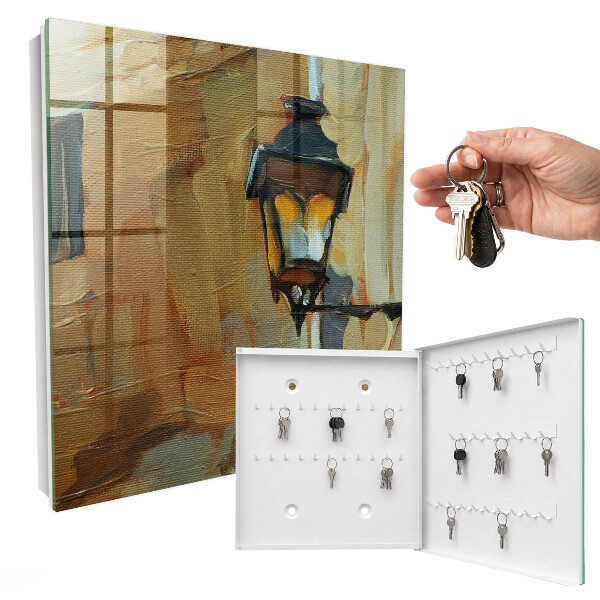 Ozdobna szafka na klucze Lampa retro