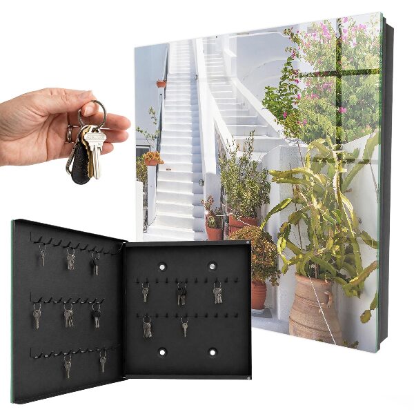 Ozdobna szafka na klucze Schody z roślinami