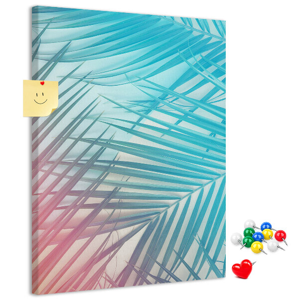 Tablica korkowa na ścianę Tropikalne liście palm w pastelowych odcieniach