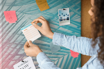 Tablica korkowa na ścianę Tropikalne liście palm w pastelowych odcieniach