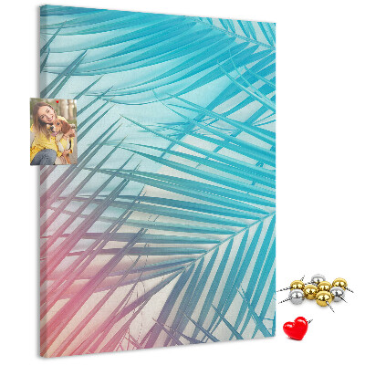 Tablica korkowa na ścianę Tropikalne liście palm w pastelowych odcieniach