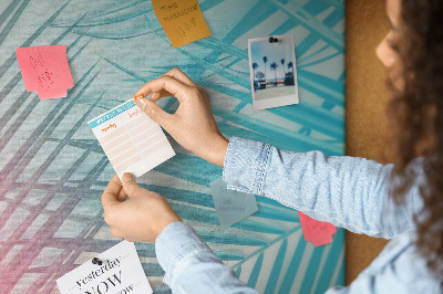 Tablica korkowa na ścianę Tropikalne liście palm w pastelowych odcieniach