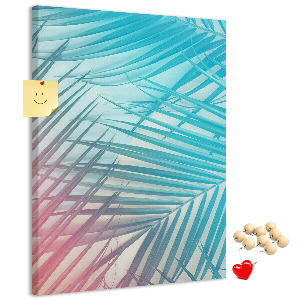 Tablica korkowa na ścianę Tropikalne liście palm w pastelowych odcieniach