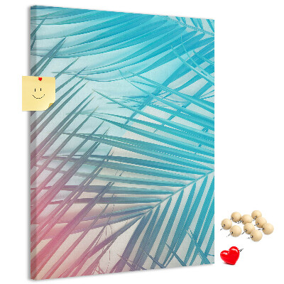 Tablica korkowa na ścianę Tropikalne liście palm w pastelowych odcieniach