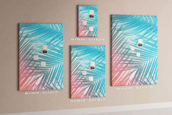 Tablica korkowa na ścianę Tropikalne liście palm w pastelowych odcieniach