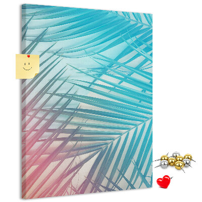 Tablica korkowa na ścianę Tropikalne liście palm w pastelowych odcieniach