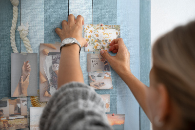 Tablica korkowa na ścianę Morski klimat z niebieskimi deskami i muszlą