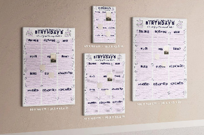 Tablica korkowa na ścianę Kalendarz urodzin z kolorowymi balonami