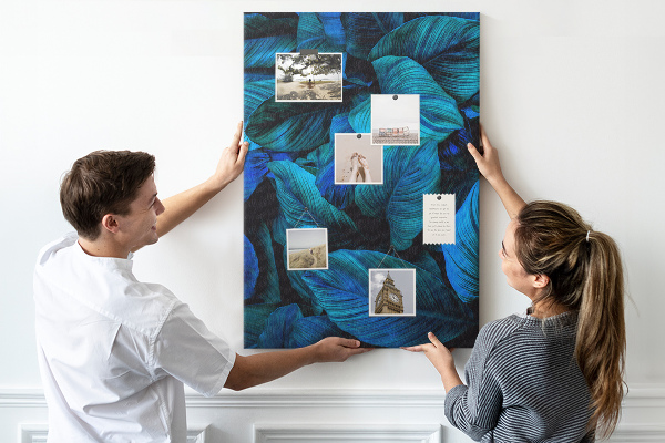Tablica korkowa na ścianę Nocne liście w odcieniach niebieskiego