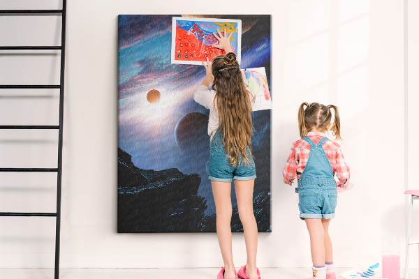 Tablica korkowa ozdobna Kosmiczny krajobraz z planetami i chmurami