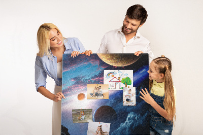 Tablica korkowa ozdobna Kosmiczny krajobraz z planetami i chmurami