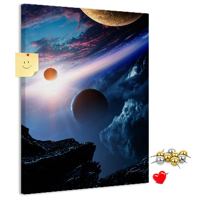 Tablica korkowa ozdobna Kosmiczny krajobraz z planetami i chmurami