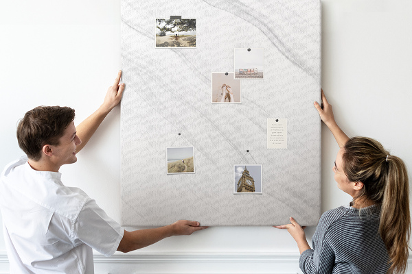 Tablica korkowa na ścianę Elegancki wzór marmurowy w odcieniach szarości