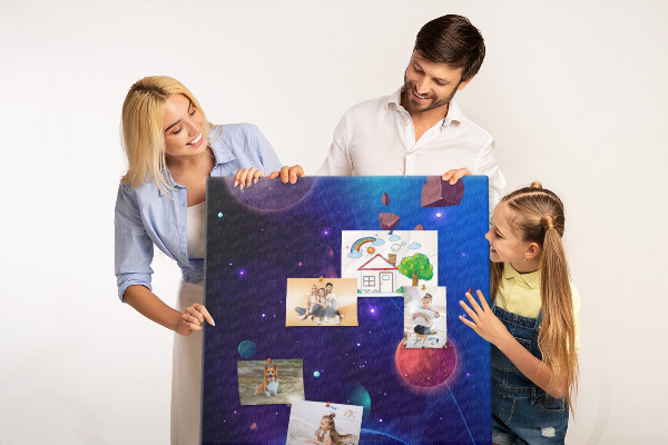 Tablica korkowa ozdobna Kosmiczny krajobraz z planetami i asteroidami