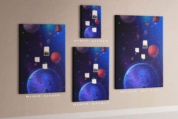 Tablica korkowa ozdobna Kosmiczny krajobraz z planetami i asteroidami