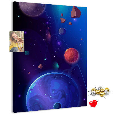 Tablica korkowa ozdobna Kosmiczny krajobraz z planetami i asteroidami