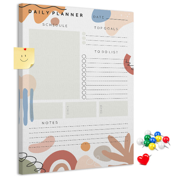 Korkowa tablica Kolorowy planner z abstrakcyjnymi kształtami