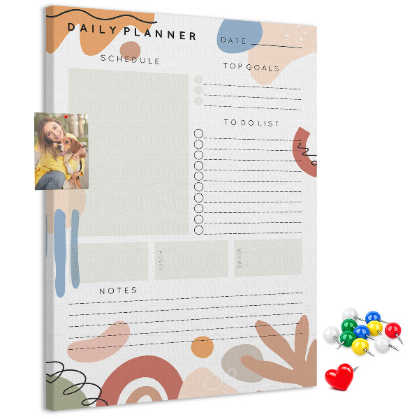 Korkowa tablica Kolorowy planner z abstrakcyjnymi kształtami