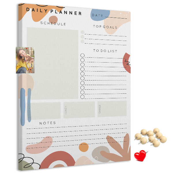 Korkowa tablica Kolorowy planner z abstrakcyjnymi kształtami