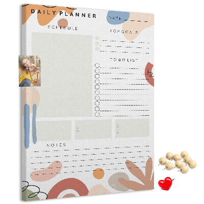Korkowa tablica Kolorowy planner z abstrakcyjnymi kształtami