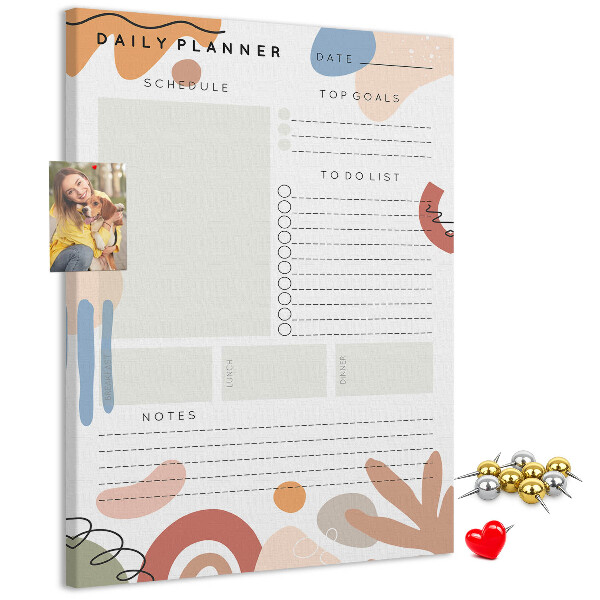 Korkowa tablica Kolorowy planner z abstrakcyjnymi kształtami