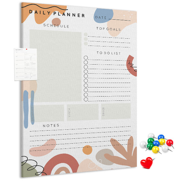 Korkowa tablica Kolorowy planner z abstrakcyjnymi kształtami