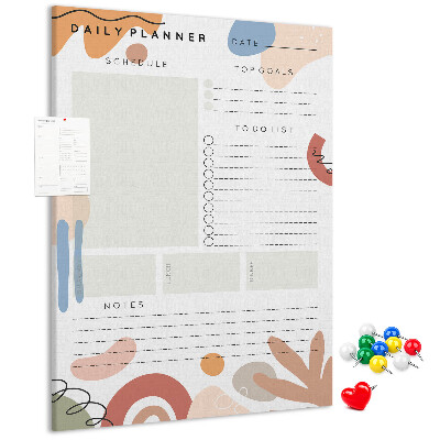 Korkowa tablica Kolorowy planner z abstrakcyjnymi kształtami