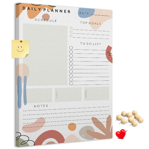 Korkowa tablica Kolorowy planner z abstrakcyjnymi kształtami
