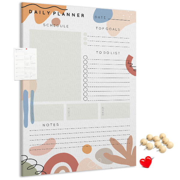Korkowa tablica Kolorowy planner z abstrakcyjnymi kształtami