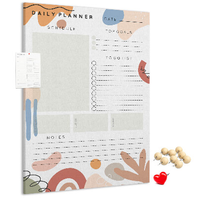 Korkowa tablica Kolorowy planner z abstrakcyjnymi kształtami