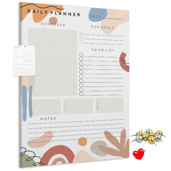 Korkowa tablica Kolorowy planner z abstrakcyjnymi kształtami