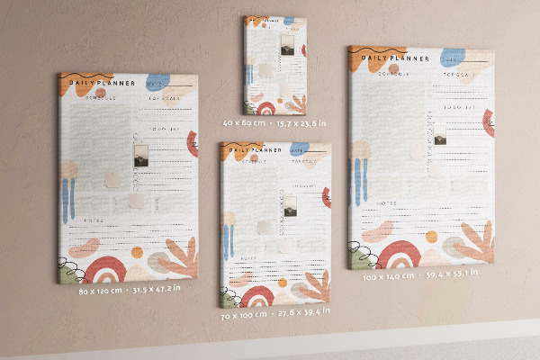 Korkowa tablica Kolorowy planner z abstrakcyjnymi kształtami
