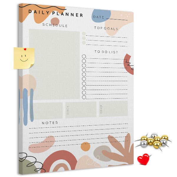 Korkowa tablica Kolorowy planner z abstrakcyjnymi kształtami