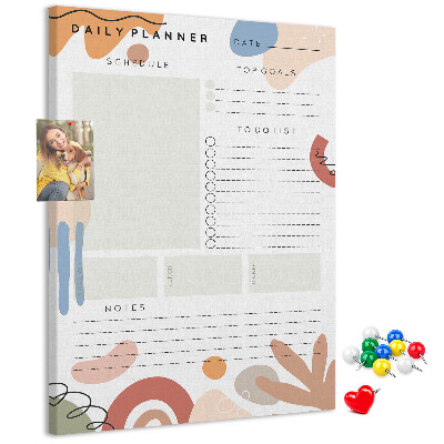 Korkowa tablica Kolorowy planner z abstrakcyjnymi kształtami