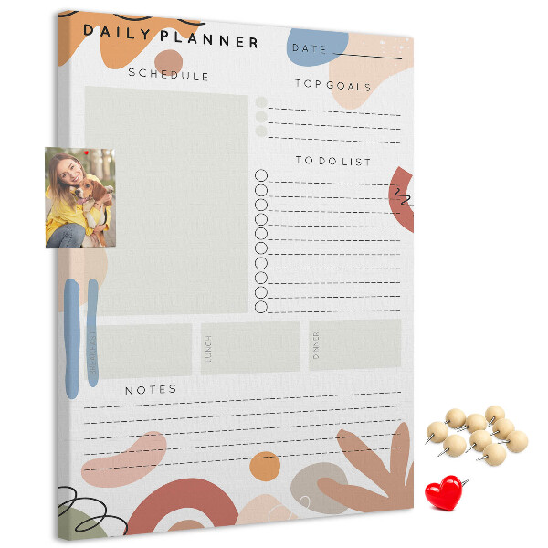 Korkowa tablica Kolorowy planner z abstrakcyjnymi kształtami